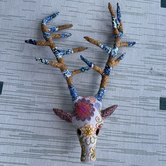 32" HUGE Fabric Deer Head Wall Decor Boho Shabby Chic Cottage Farmhouse Art - Picture 12 of 12